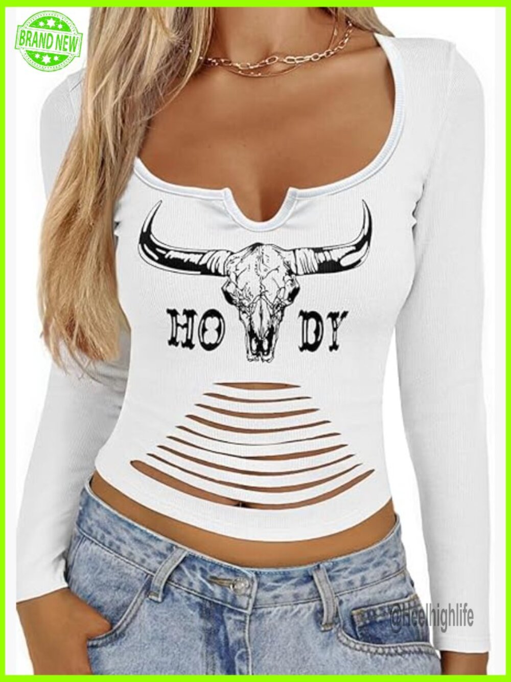 Women's Western Crop Tank Top Sexy V-Neck Cut Out Rodeo Concert